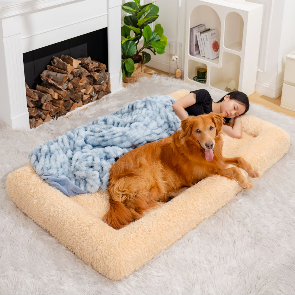 Cama oval luxuosa super grande para dormir mais profunda cama para cachorro humano