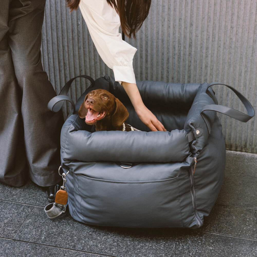 Cama elevadora para asiento de coche para perros de piel sintética de lujo - Urban Voyager