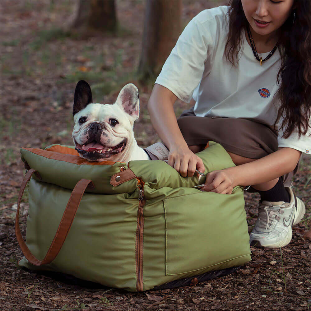 Cama elevadora para asiento de coche para perros de piel sintética de lujo - Urban Voyager