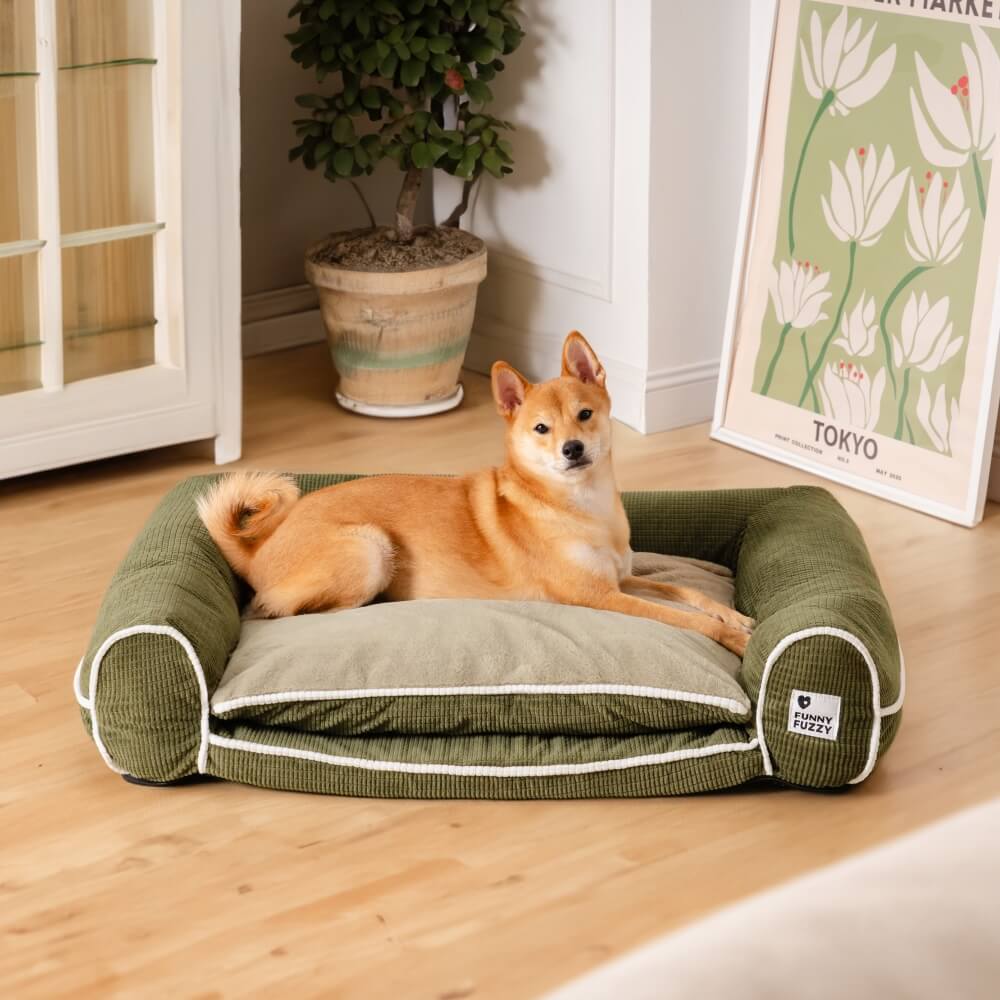 Canapé-lit orthopédique double couche pour chien en flanelle de luxe