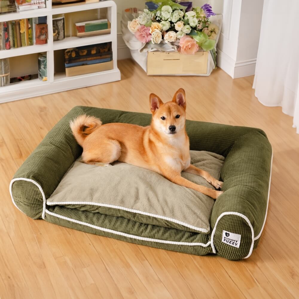 Canapé-lit orthopédique double couche pour chien en flanelle de luxe