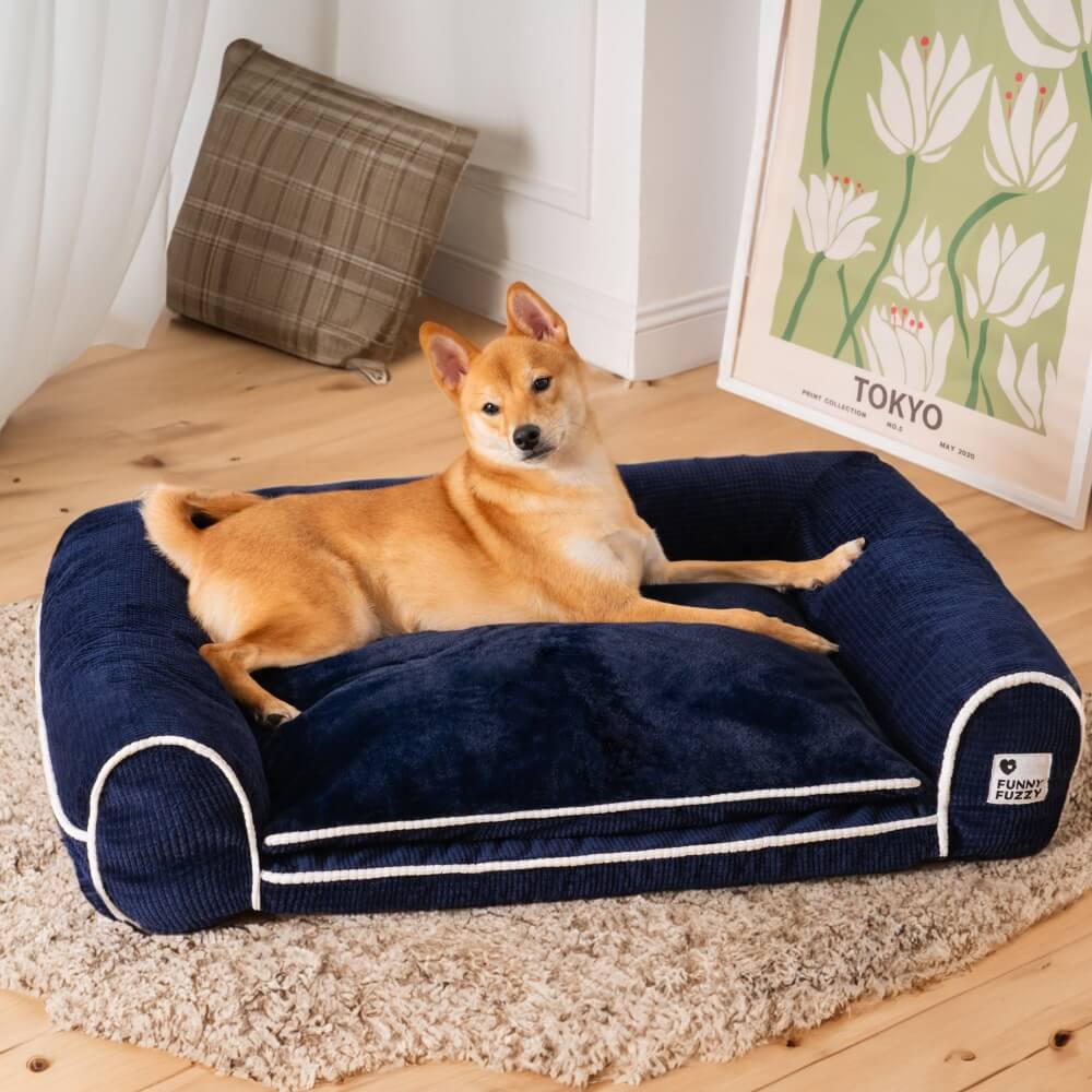 Canapé-lit orthopédique double couche pour chien en flanelle de luxe