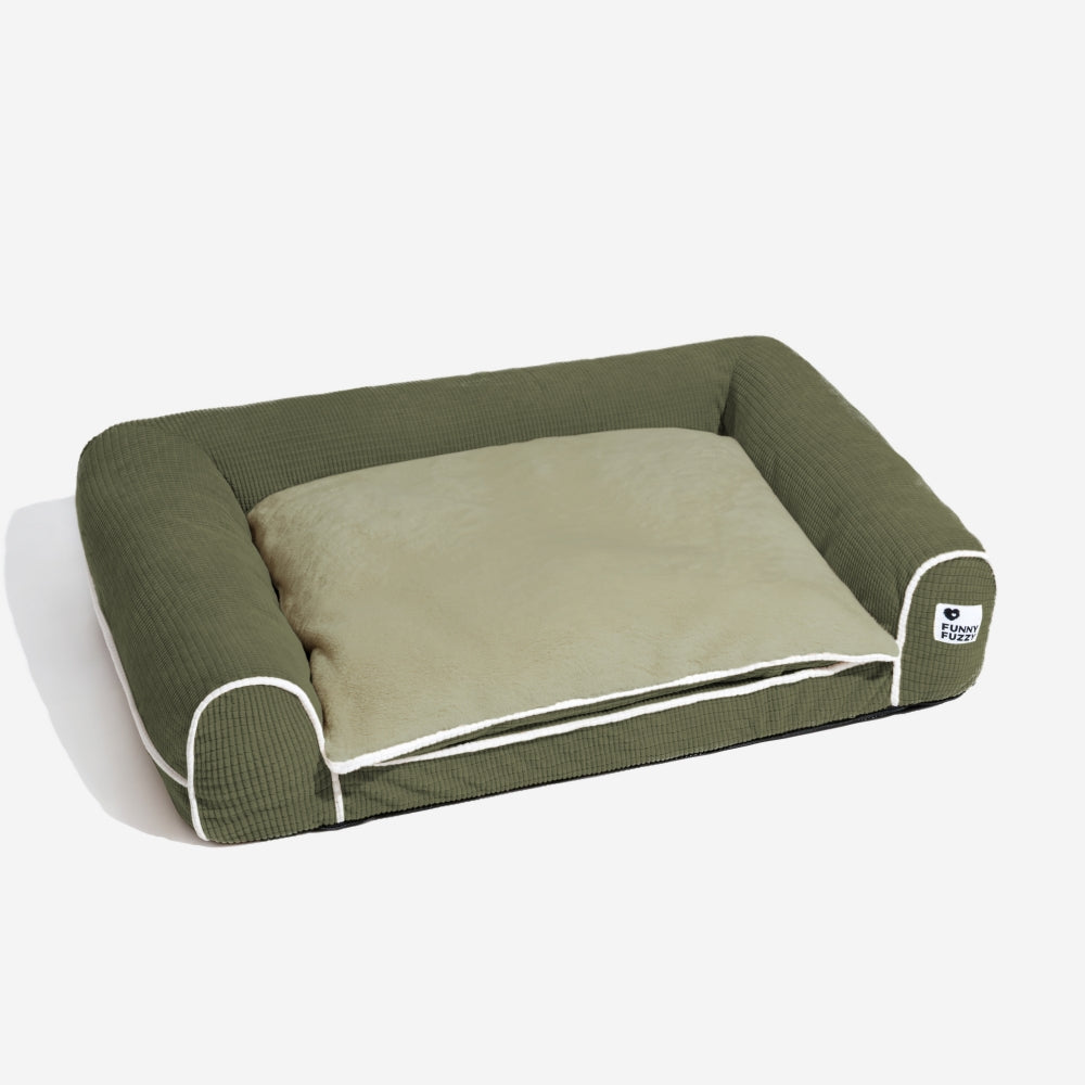 Canapé-lit orthopédique double couche pour chien en flanelle de luxe