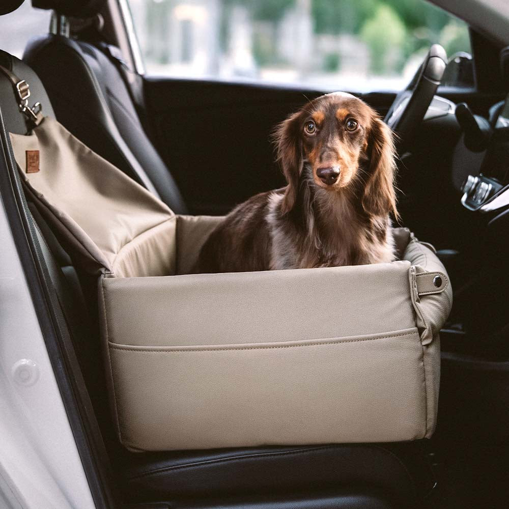 Elevated Faux Leather Deluxe Dog Car Seat Booster Bed - Urban Voyager