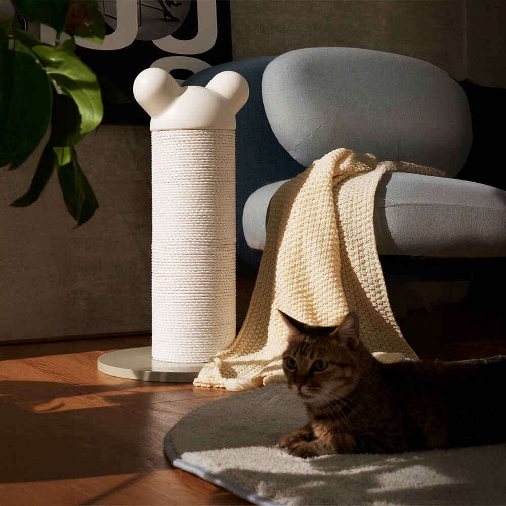 Bear-Ear Design Durable Paper-Rattan Large Cat Scratching Post