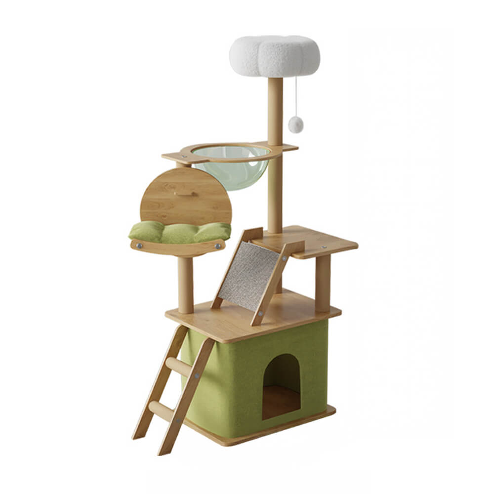 Classic Multifunctional Wooden Large Cat Tree with Cat House