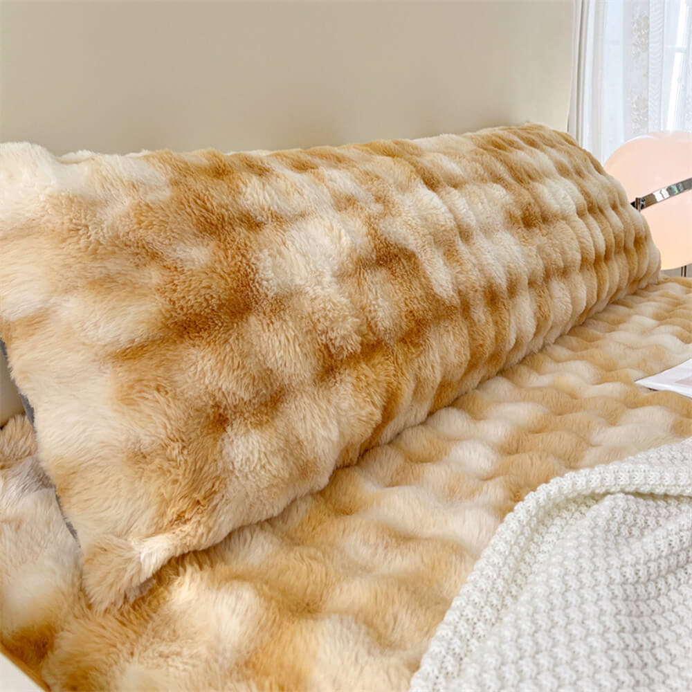 Comfortable Bubble Faux Rabbit Fur Extended Rest Headboard Pillow