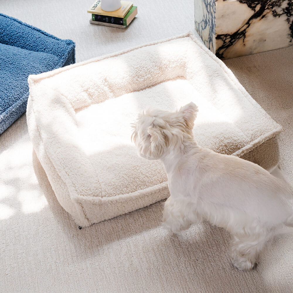 Curved Support Teddy Fabric Waterproof Dog & Cat Bed