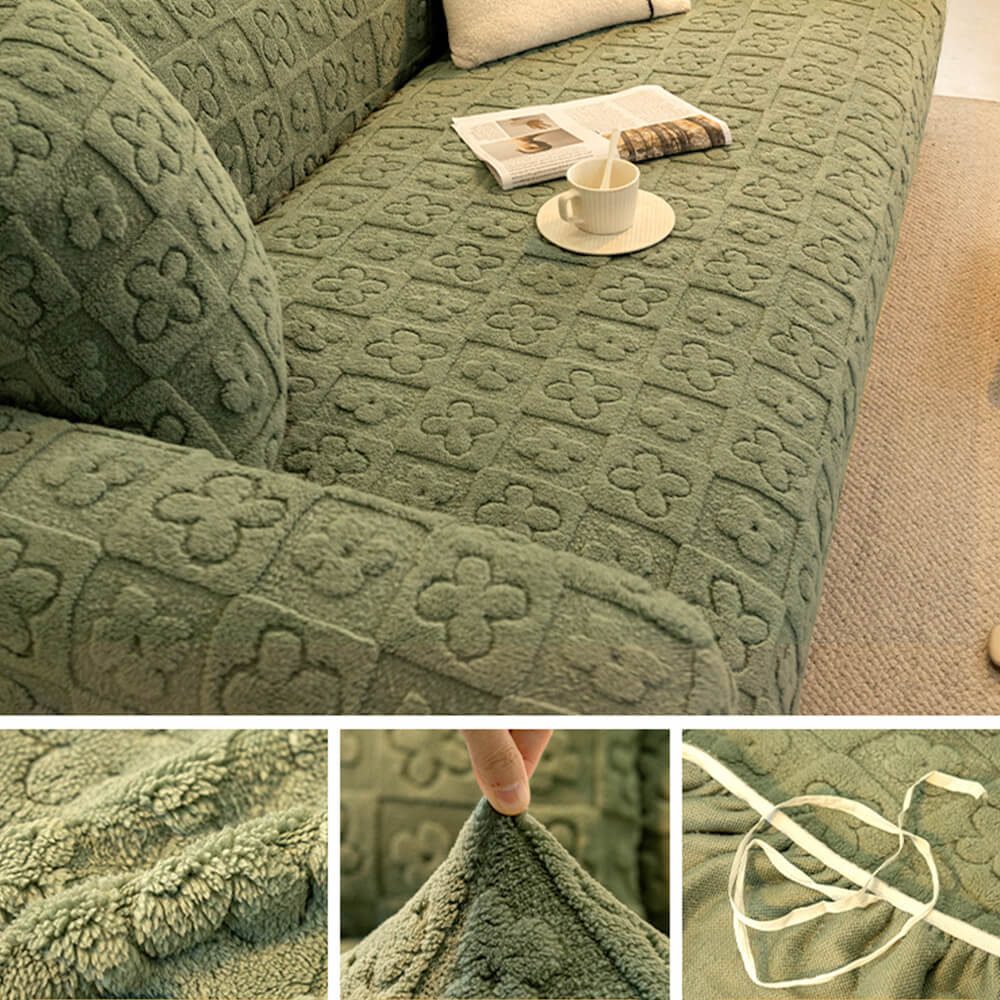 Floral Jacquard Fleece for Warmth Couch Cover