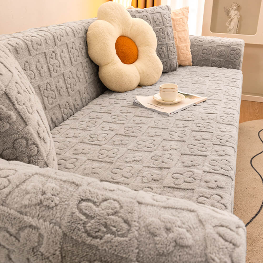 Floral Jacquard Fleece for Warmth Couch Cover