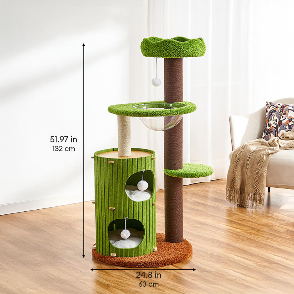 Forest Cabin Creative Space-Saving Felt Cat Tree with Scratching Post