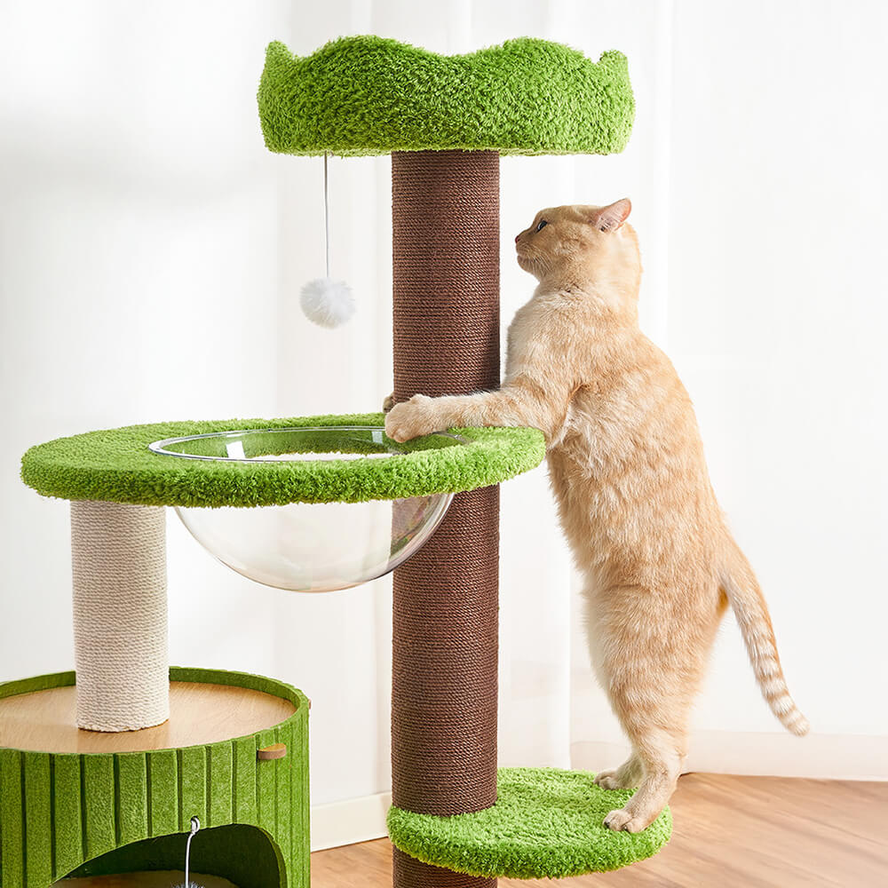 Forest Cabin Creative Space-Saving Felt Cat Tree with Scratching Post