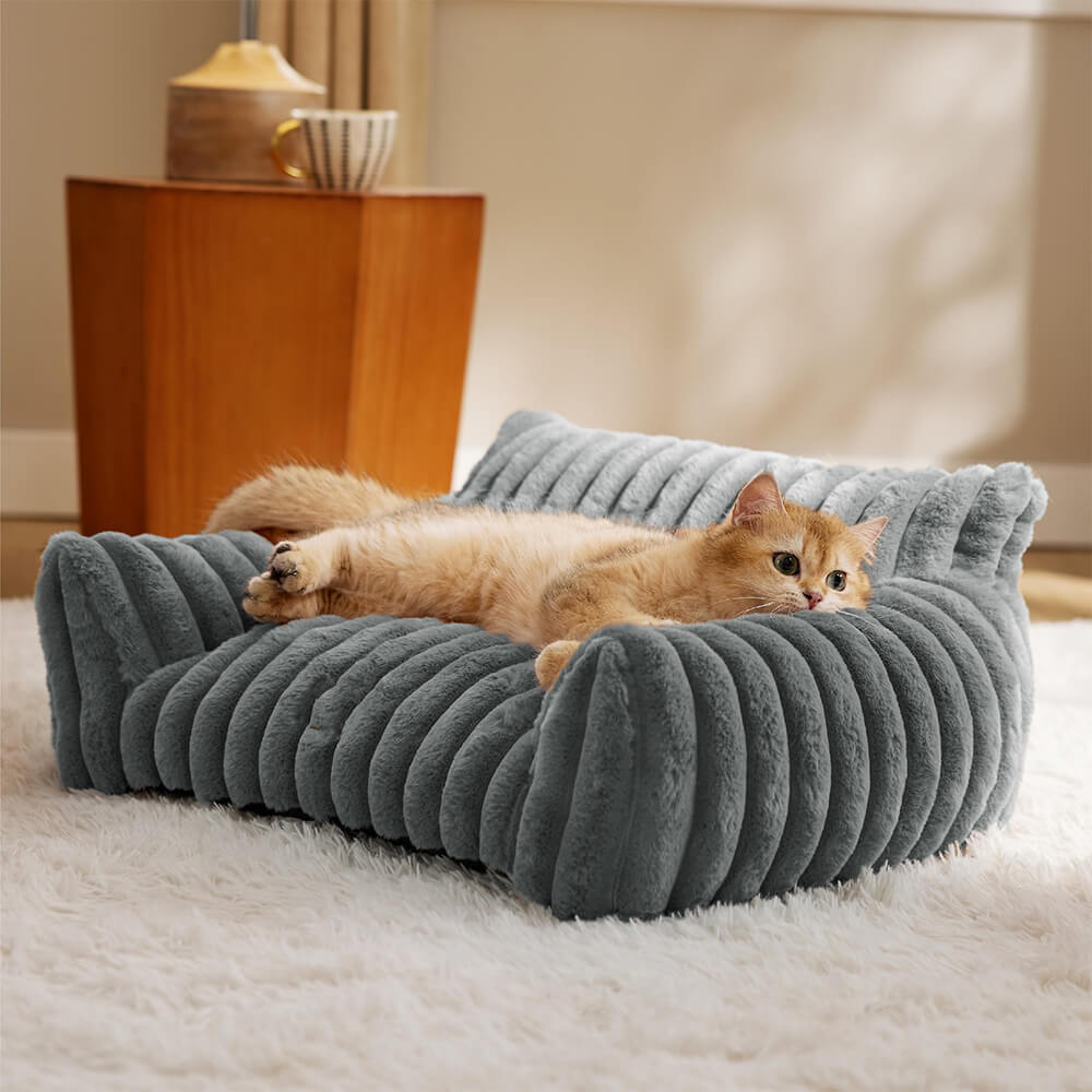 Luxurious Faux Rabbit Fur Supportive Lounge Dog & Cat Soft Bed