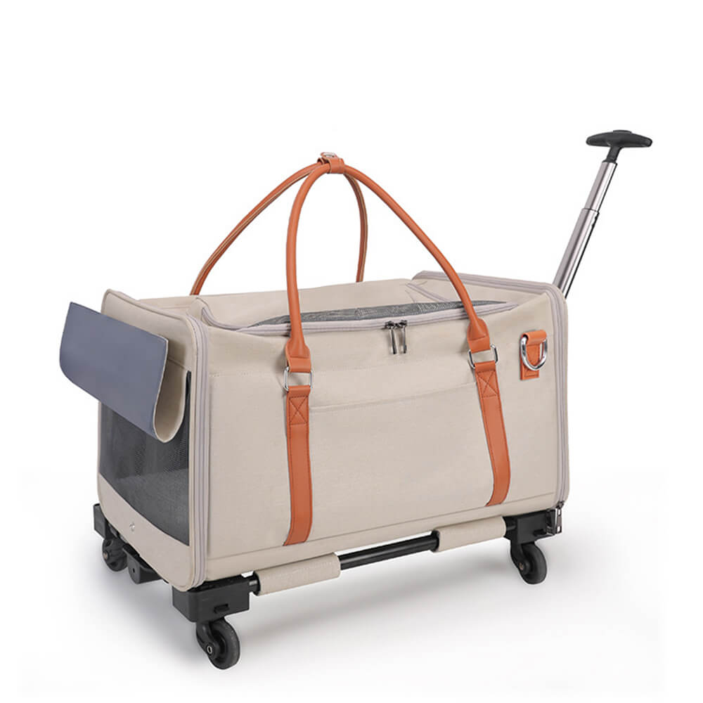 Multifunctional 2-In-1 Detachable Trolley with Wheels Portable Pet Carrier Bag