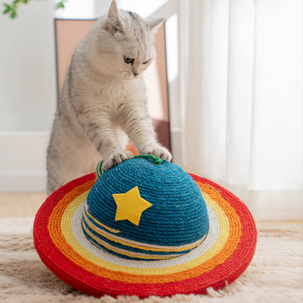 Rainbow Planet Sisal Cat Scratcher with Hanging Ball