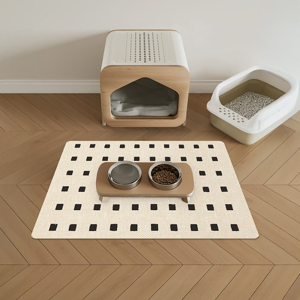 Simple Geometric Diatomite Backing Absorbent Pet Feeding Mat