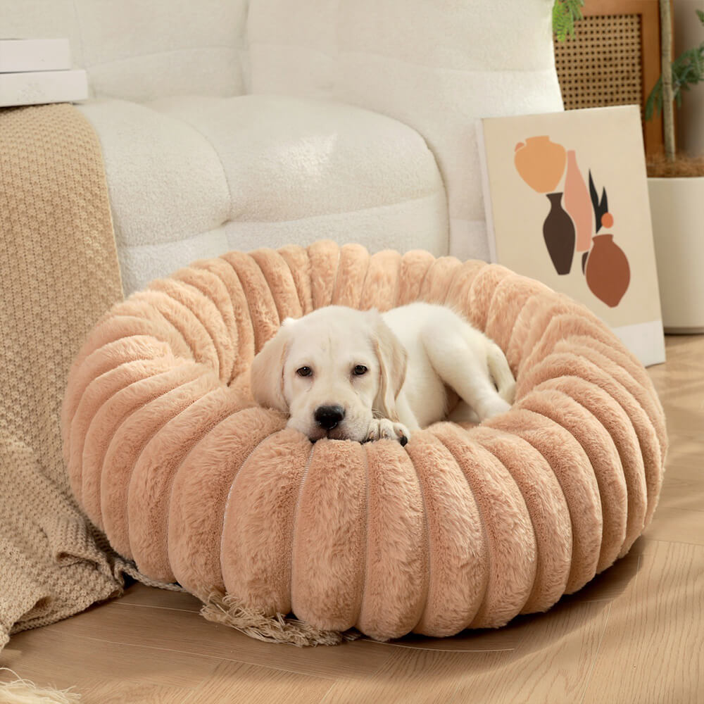 Ultra-Soft Plush Round Donut Support Dog & Cat Bed