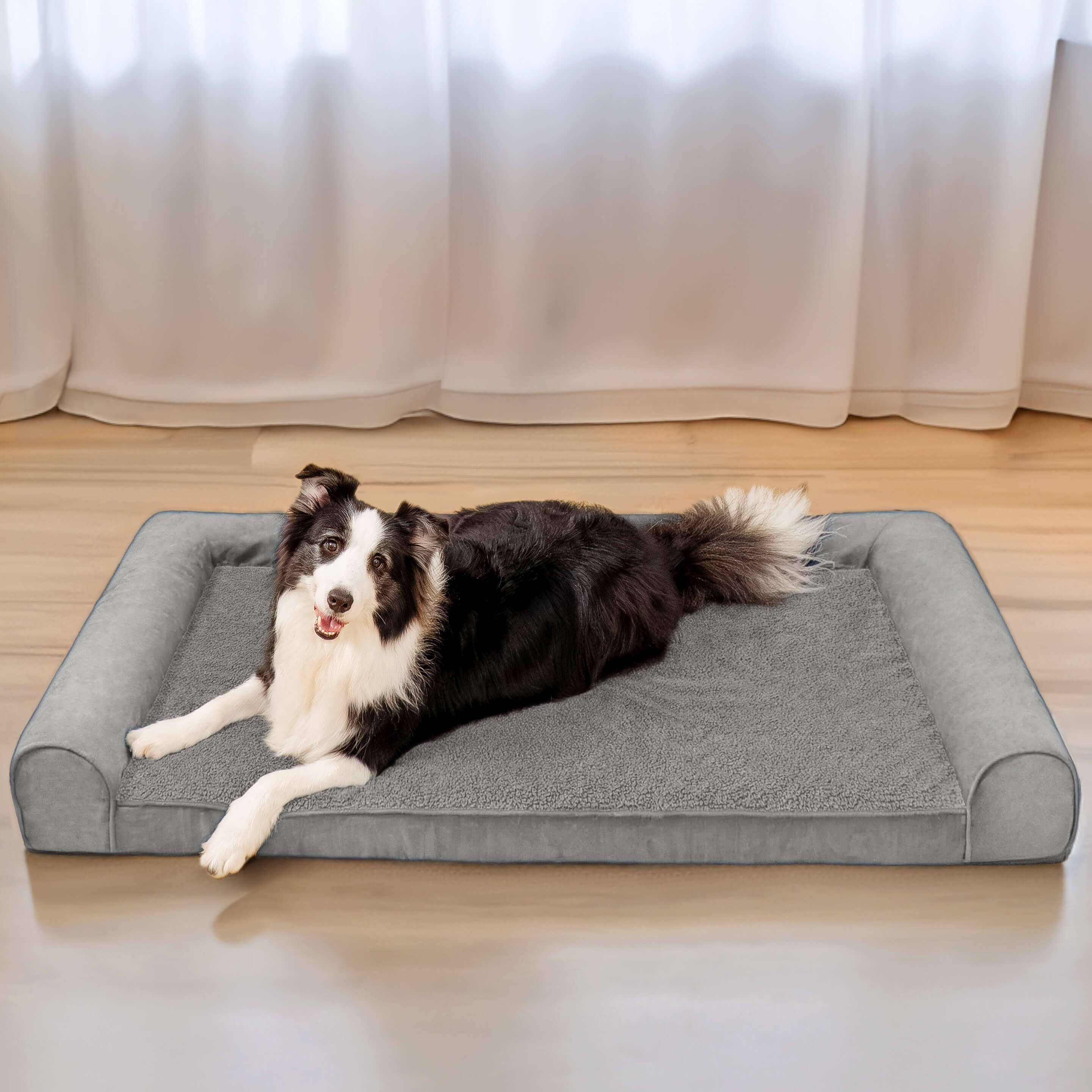 <tc>Cama ortopédica para perros de gran soporte en ante de lana sintética</tc>