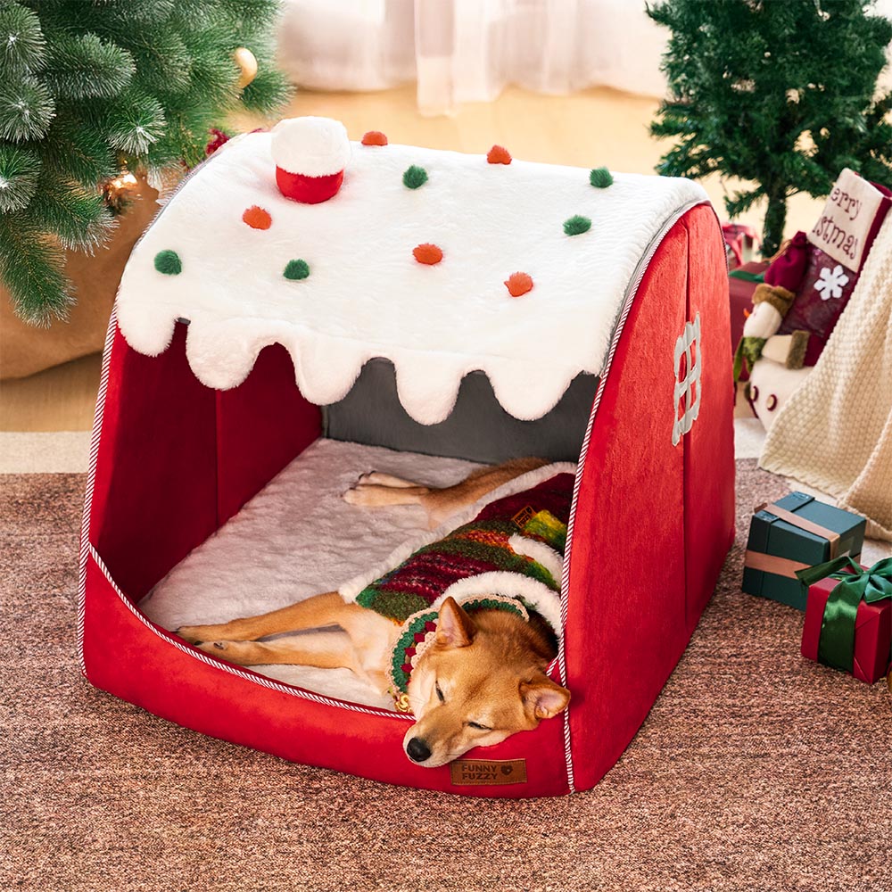 Lit orthopédique pour chien Festive Snow House - Chaleur de Noël