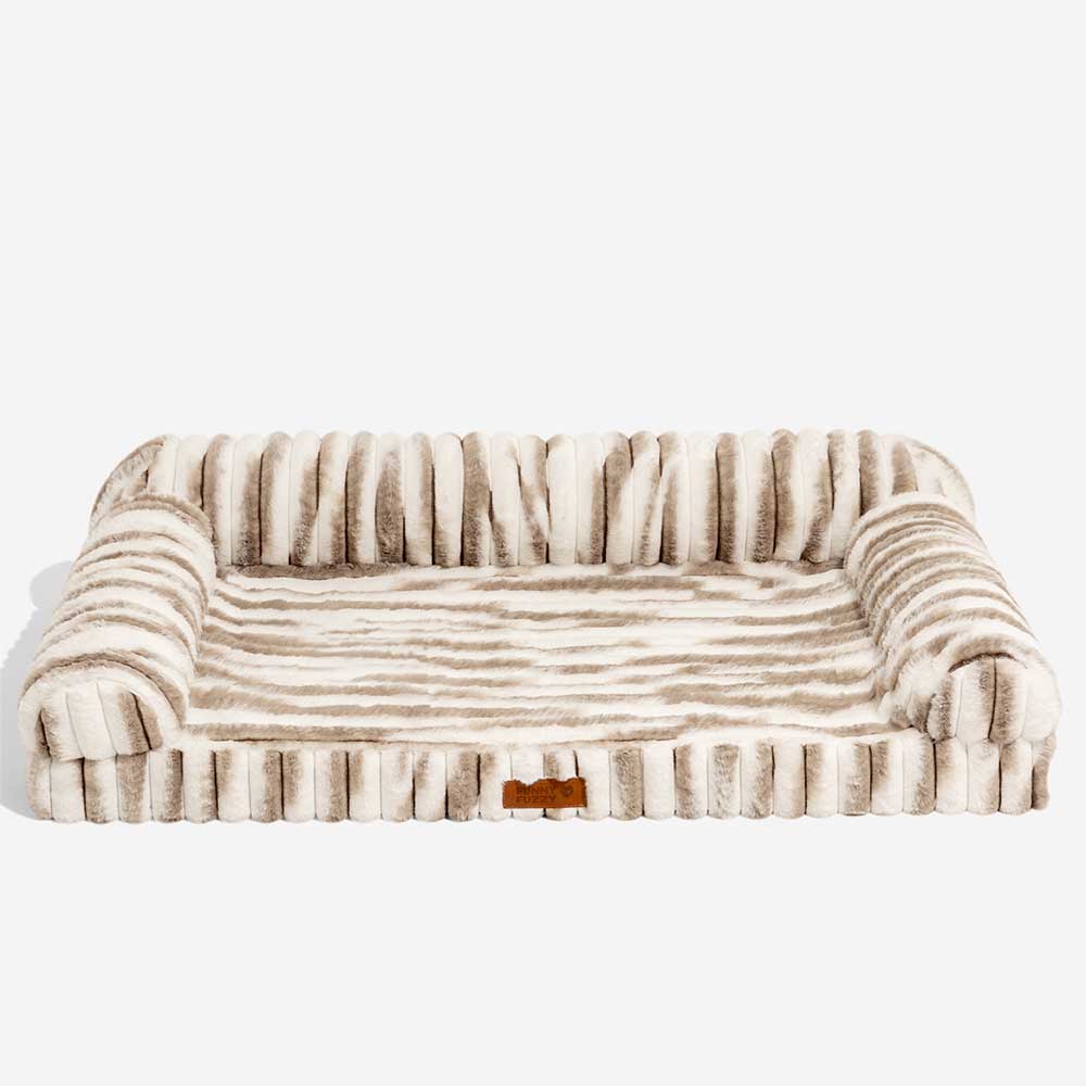 Fluffy Striped Orthopedic Bolster Dog Bed - Luxe Comfort