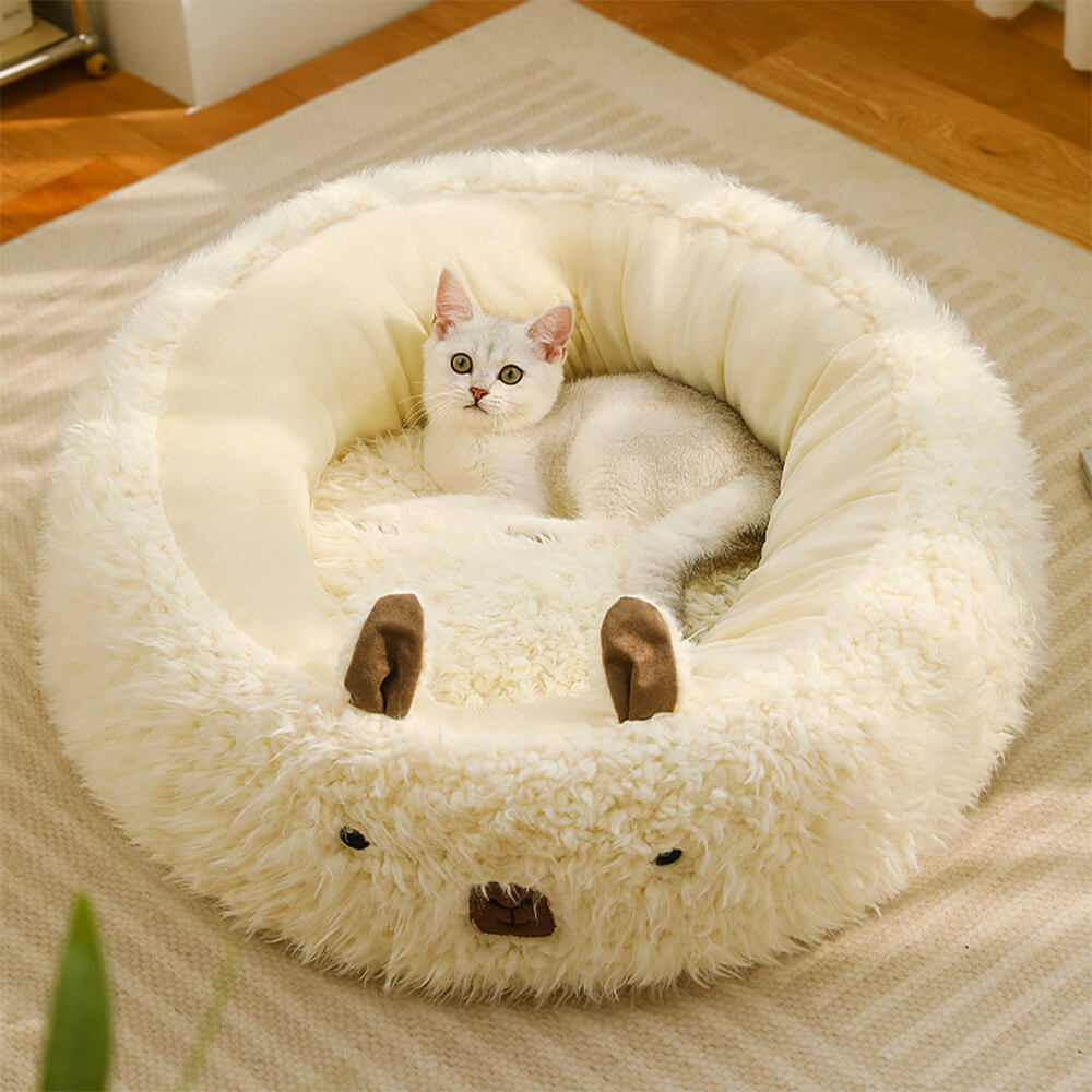 Alpaca Shaped Fluffy Plush Warm Removable Dog & Cat Bed