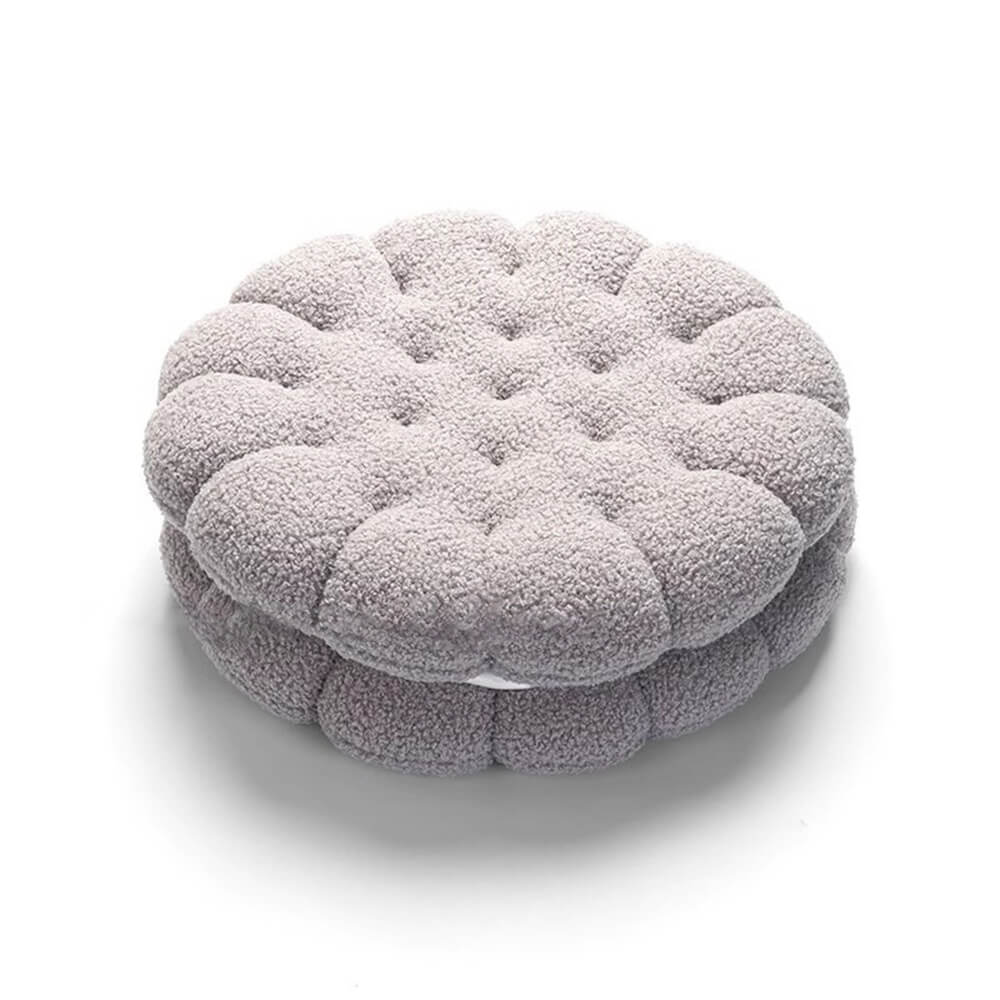 Biscuit Shaped Faux Lambswool Decorative Home Seat Cushion