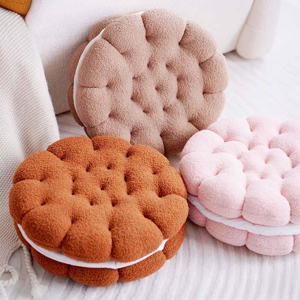 Biscuit Shaped Faux Lambswool Decorative Home Seat Cushion