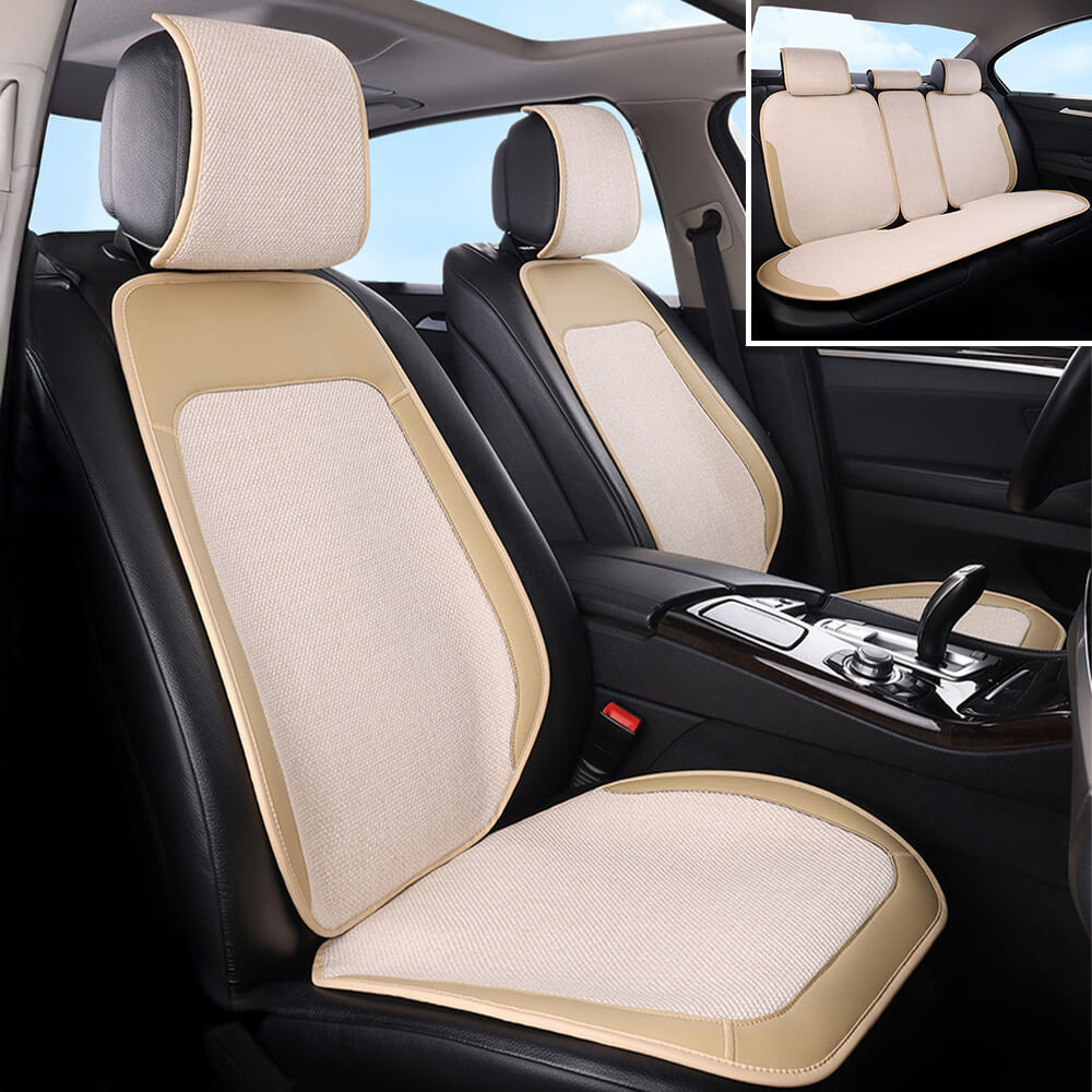 Premium Cotton Blend Breathable Anti-Slip Car Seat Cover Full Set