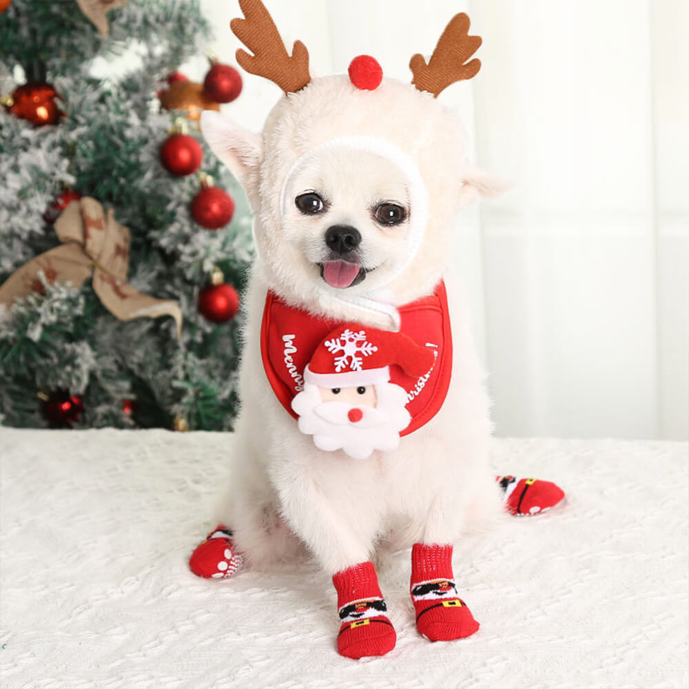 Weihnachts-Rentier-Outfit, Latzmütze, Socken, Schuhe, Zubehör-Set