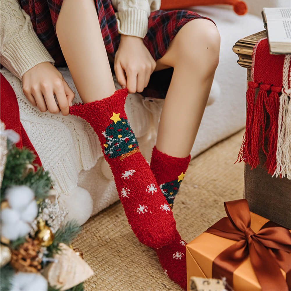 Christmas Santa Claus Knitted Scarf Matching Socks For Pet And Owner