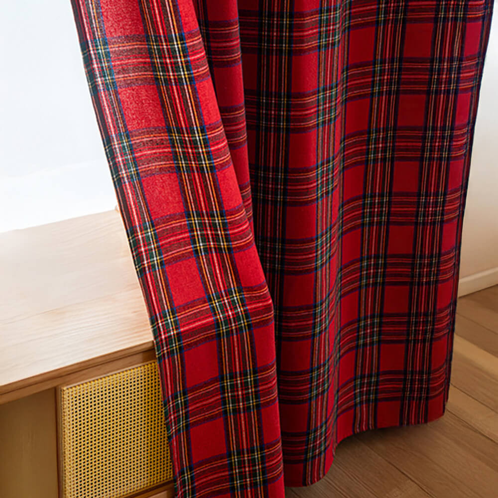 Classic Plaid Christmas Decorative Semi-Blackout Curtains