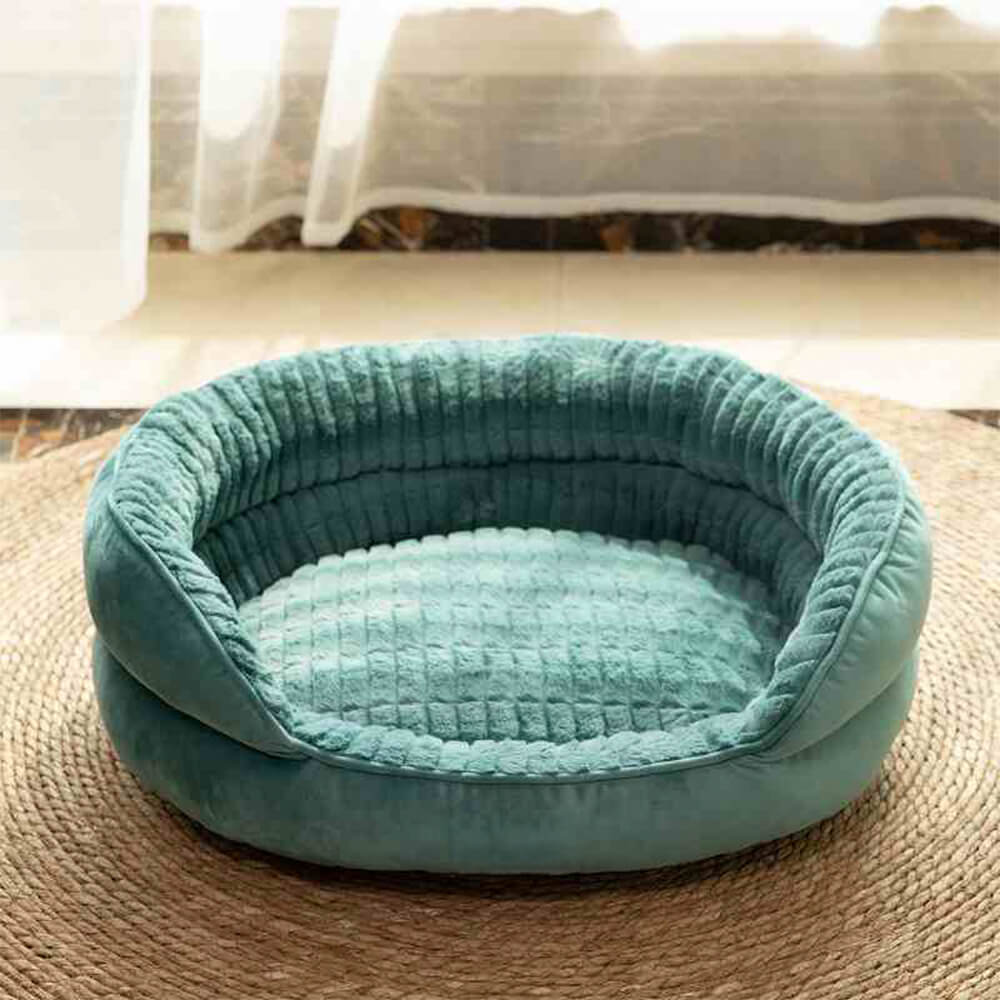 Plush Comfort Round Supportive Bolster Dog & Cat Bed