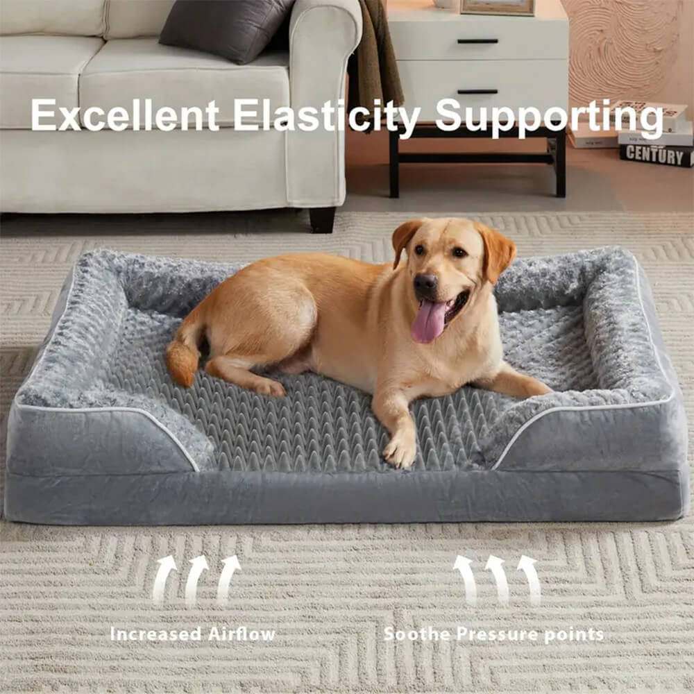 Lit orthopédique pour chien à support complet et étanche amovible