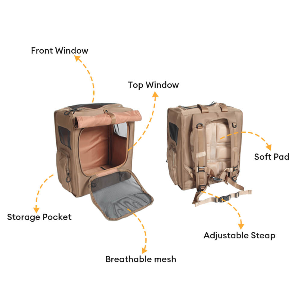 حقيبة ظهر لحمل الحيوانات الأليفة للسفر ذات مساحة كبيرة قابلة للتنفس ومقاومة للماء