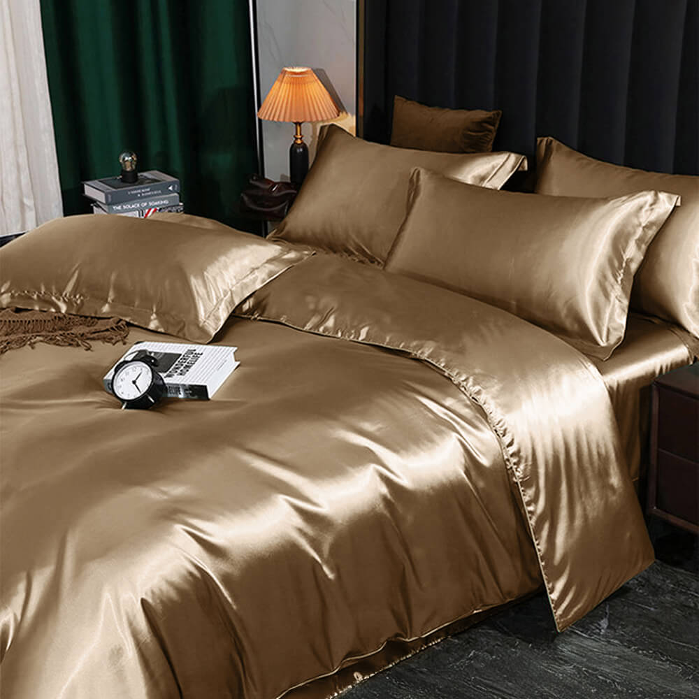 Luxurious Cooling Glossy Double-Sided Satin Bed Sheet Set