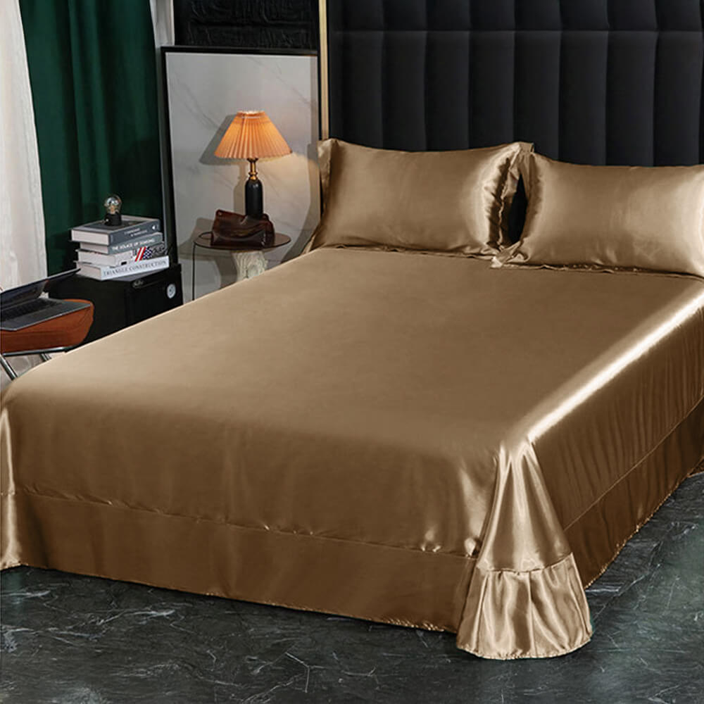 Luxurious Cooling Glossy Double-Sided Satin Bed Sheet Set