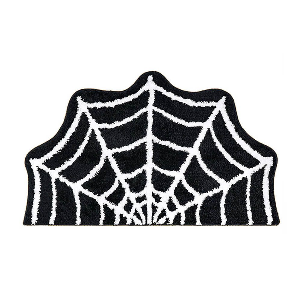 Tapis d'Halloween luxueux en faux cachemire - Tapis doux et effrayant en forme de toile d'araignée