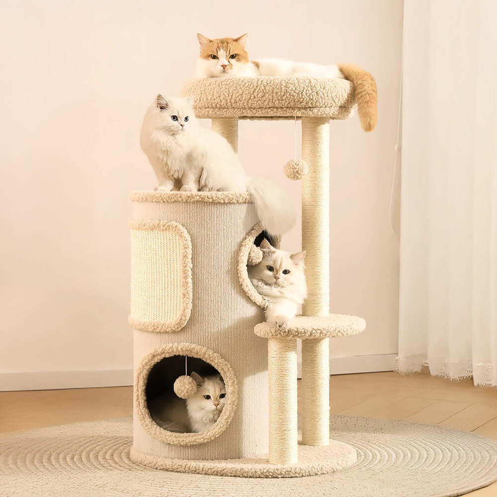 Modern 4-Tier Multi-Purpose Cat Tree Tower with Scratching Post