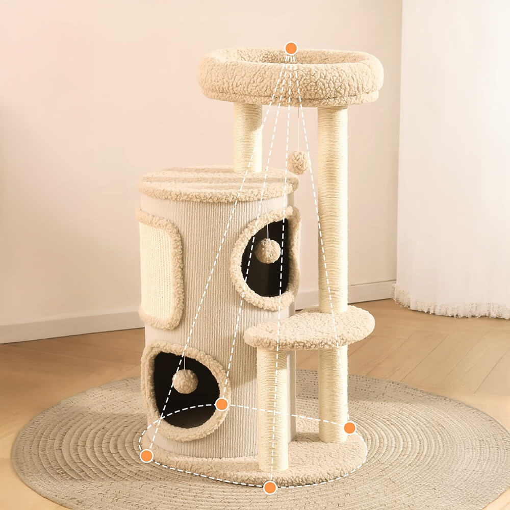 Modern 4-Tier Multi-Purpose Cat Tree Tower with Scratching Post