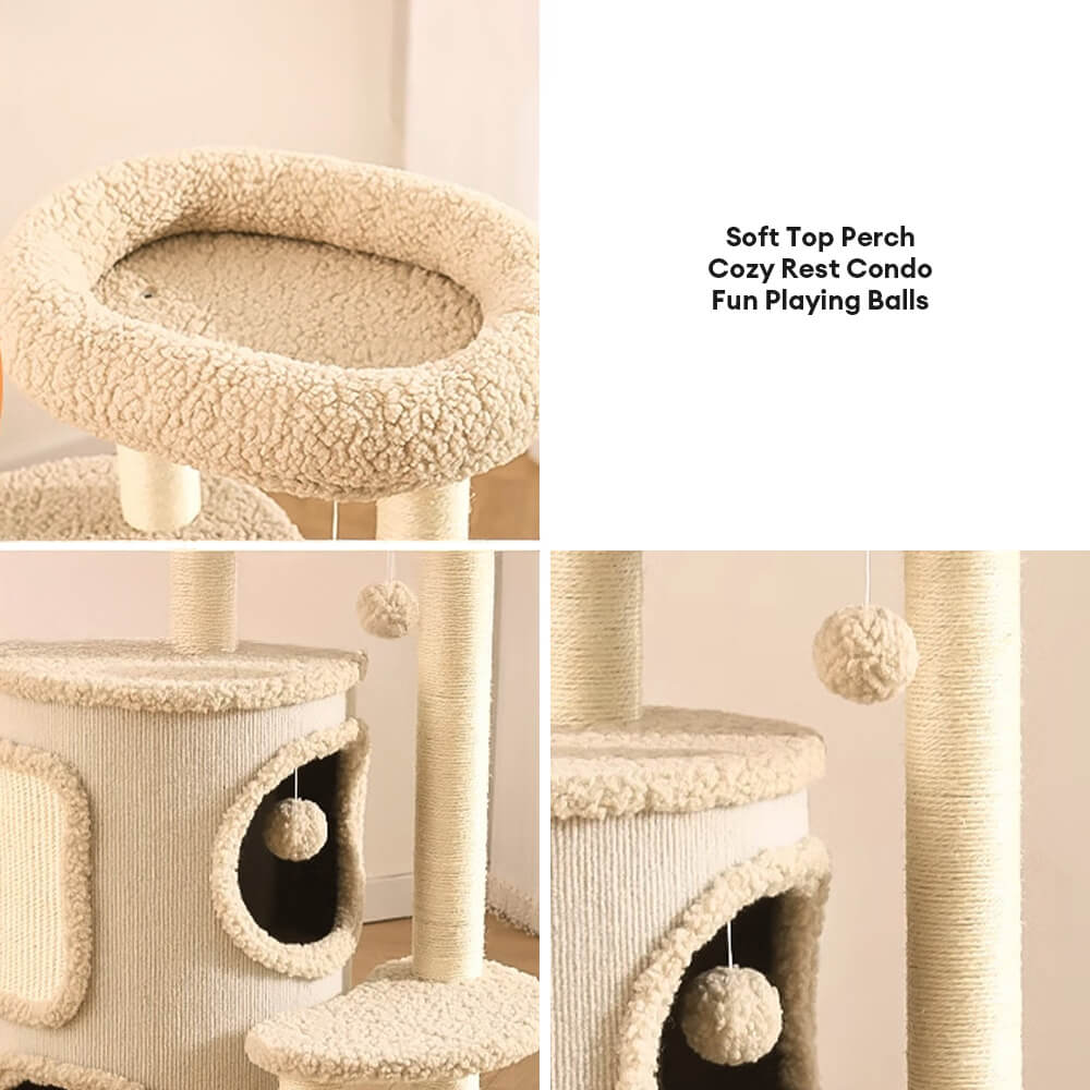 Modern 4-Tier Multi-Purpose Cat Tree Tower with Scratching Post