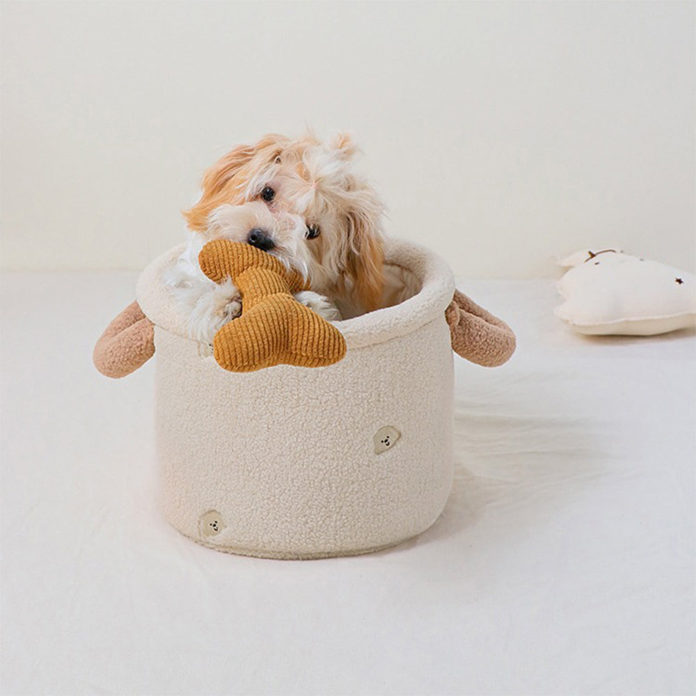 Multi-Functional Durable Plush Dog Toy Storage Basket