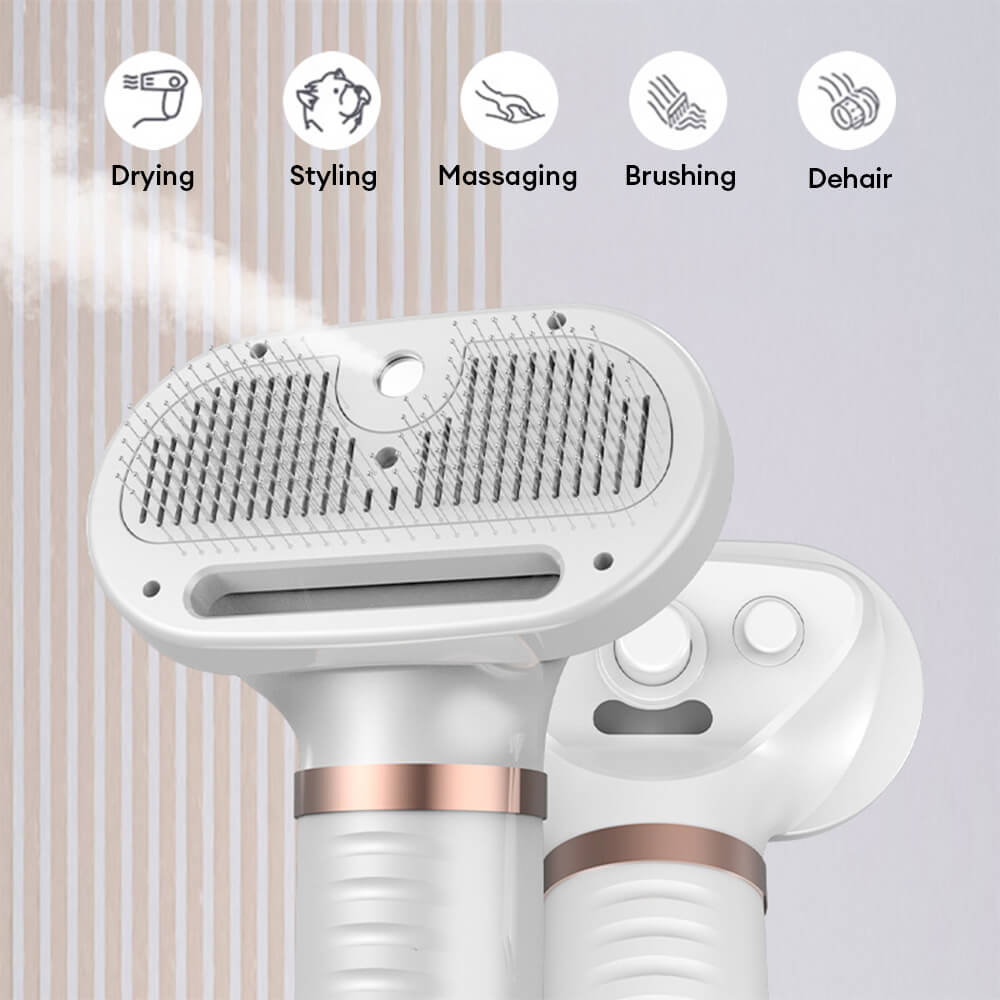 Multifunctional Combing Brush Pet Hair Dryer with Steam