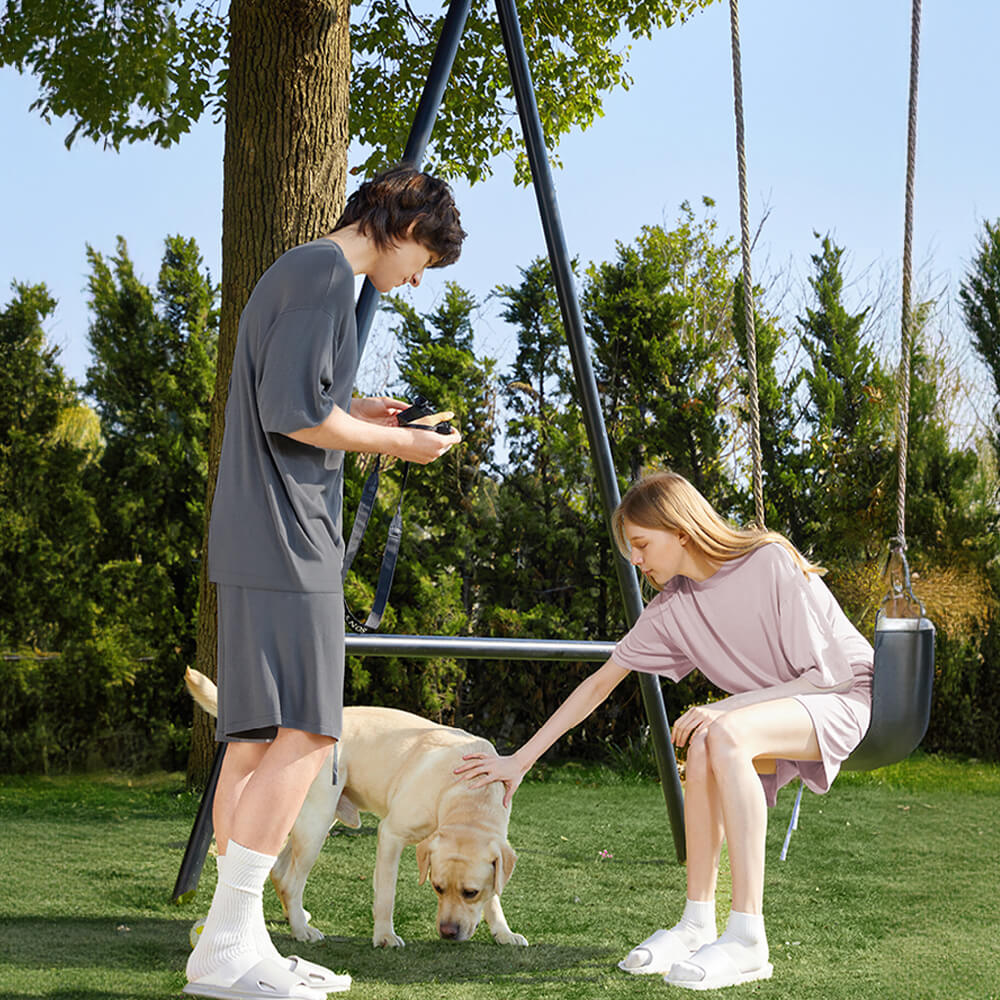 Ensemble de pyjama pour couples, respectueux de l'environnement, couleur Pure, résistant aux poils d'animaux, col ras du cou, manches courtes