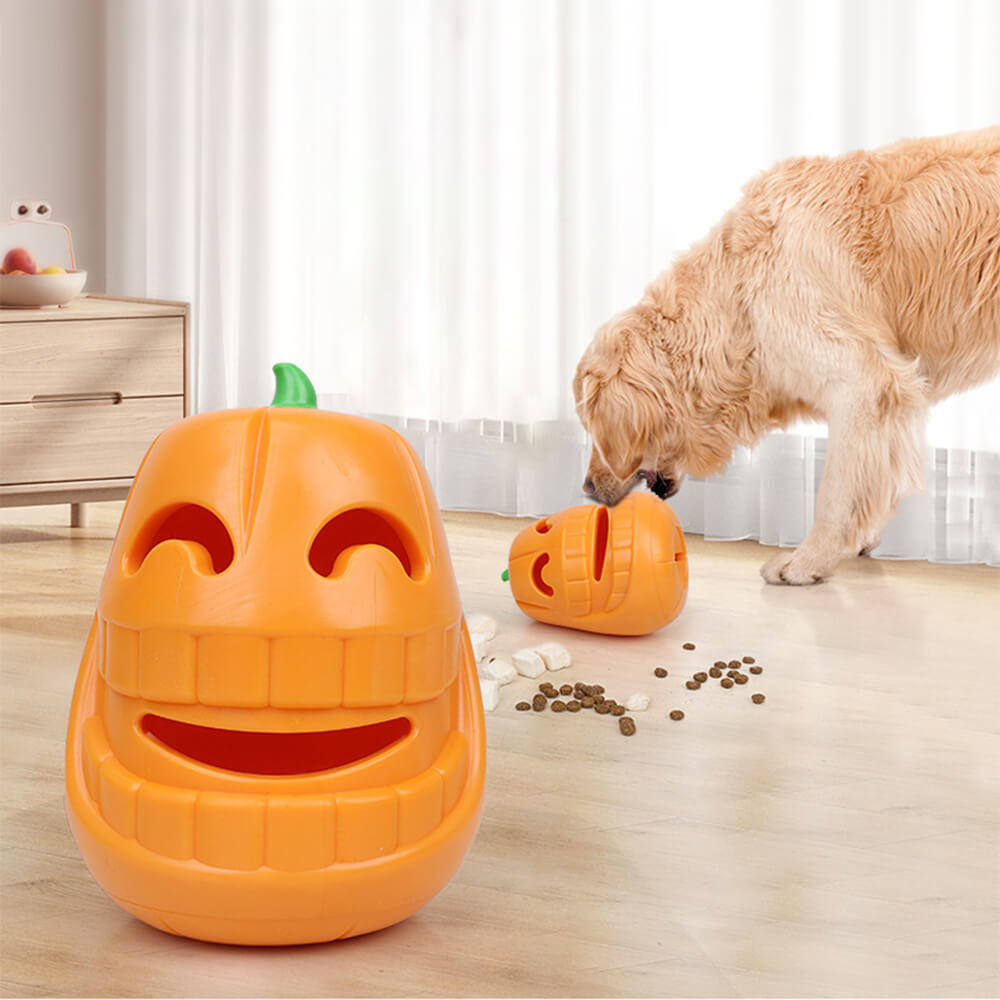 Pumpkin Dog Treat Dispensing Toy Interactive Chew Toy