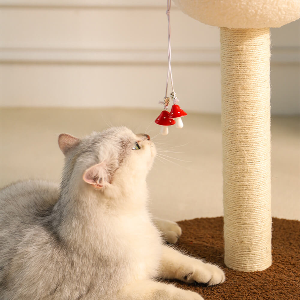 Red Mushroom Cat Climbing Frame with Sisal Scratching Post & Cozy Cat Tree