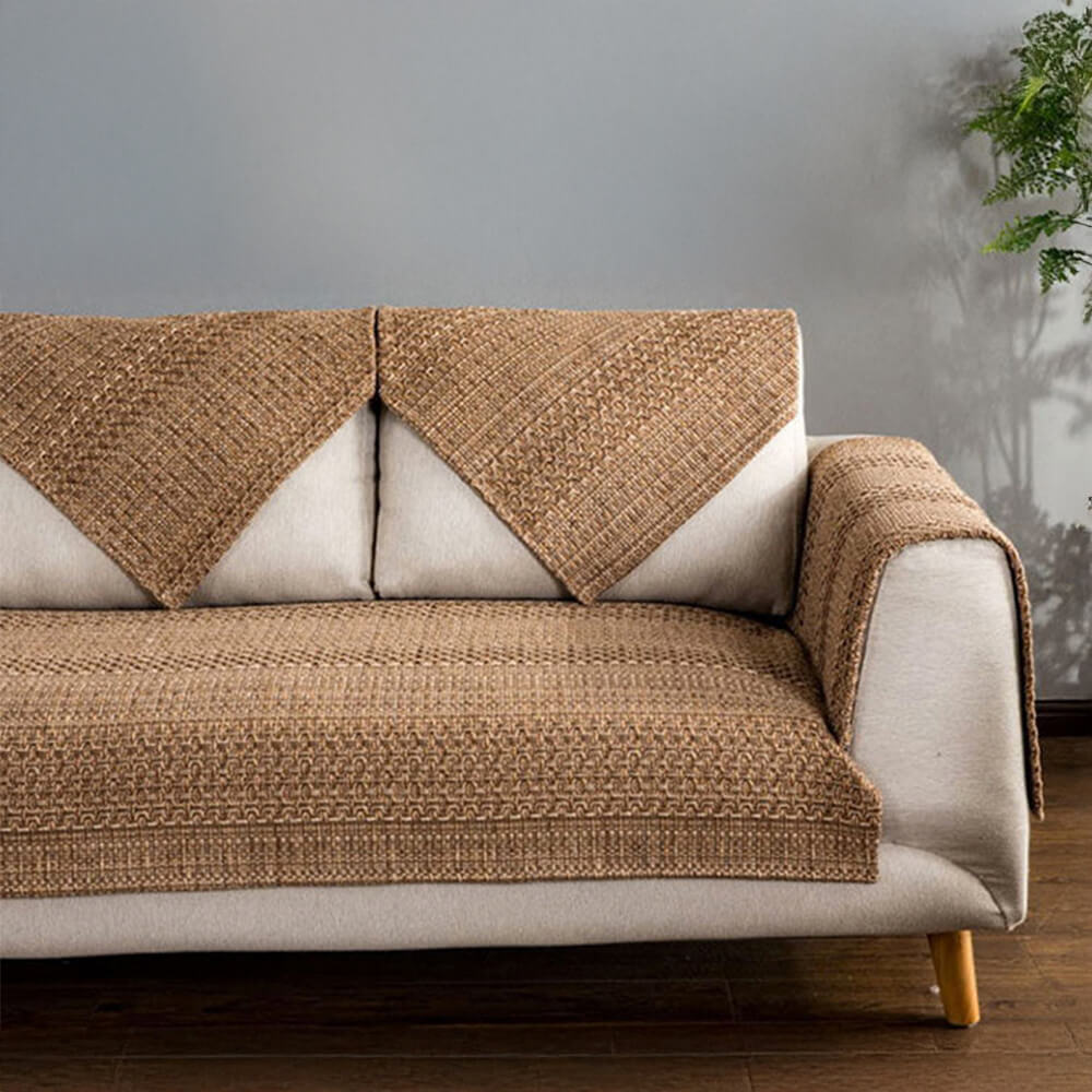 Rustic Durable Woven Linen Blend Breathable Couch Cover