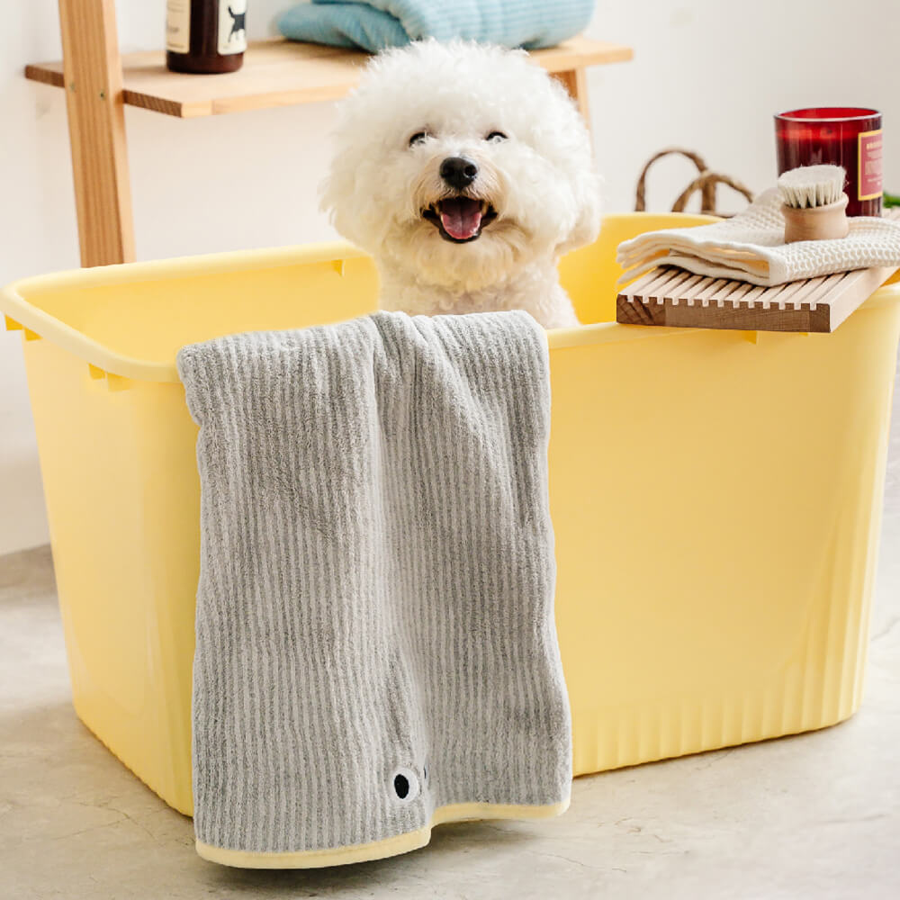 Serviette de bain absorbante à rayures douces pour chien à séchage rapide