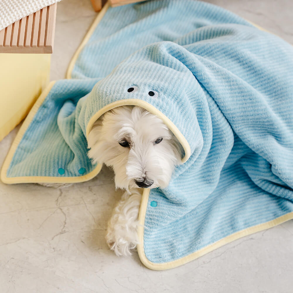 Serviette de bain absorbante à rayures douces pour chien à séchage rapide