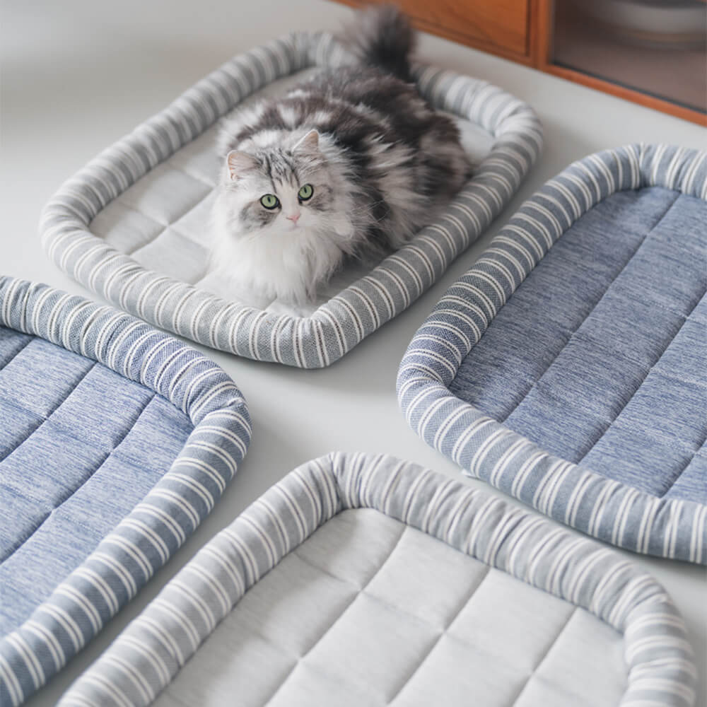 Stylish Striped Cooling Ice Silk Soft Dog & Cat Bed Mat