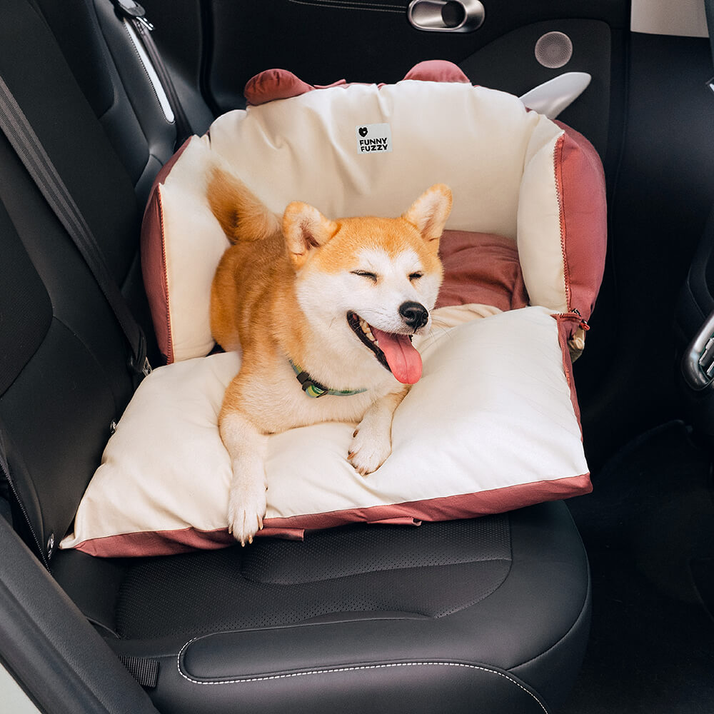 Cama de segurança para carro com orelhas de urso e assento de carro para cachorro